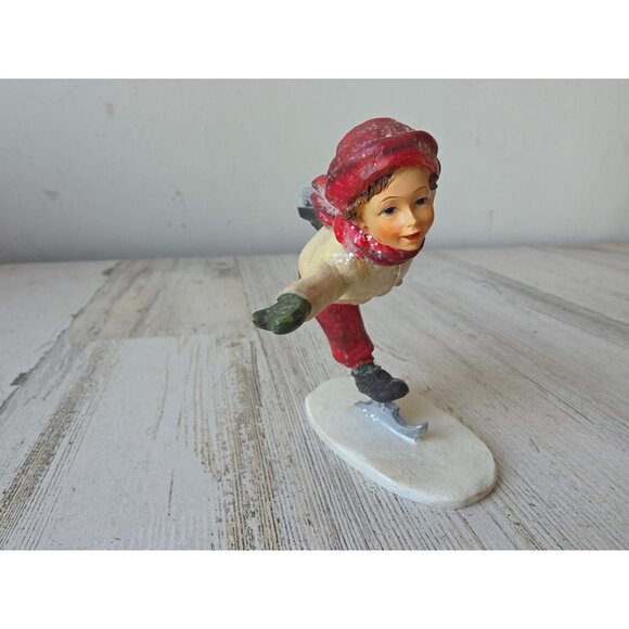 Glitter ice skater boy figurine village large Xmas tree - Picture 1 of 9